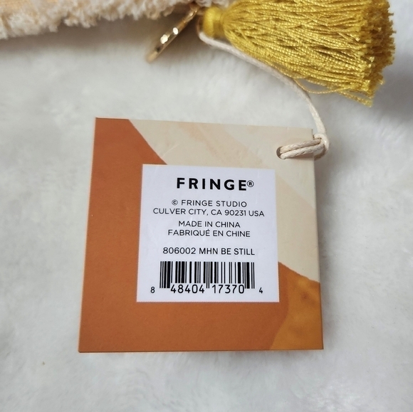 Morgan Harper Nichols Fringe Be Still Cream Canvas Pouch Bag Clutch - Picture 9 of 10